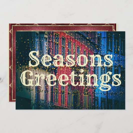 Moo stadslandschap seizoensgroeten vakantie feestdagenkaart (Voorkant / Achterkant)