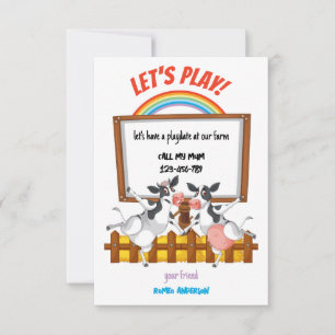 Moo-tastic Boerderij Playdate Invitation Kaart