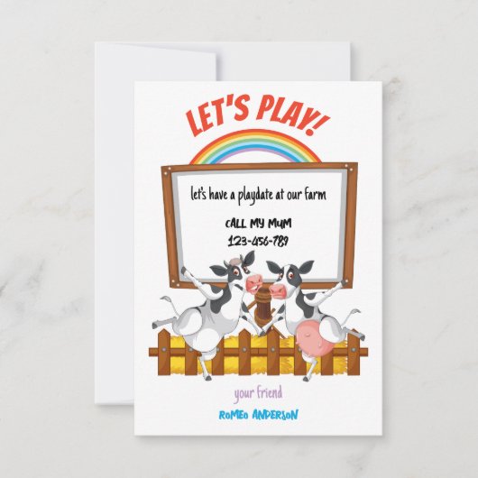 Moo-tastic Boerderij Playdate Invitation Kaart (Voorkant)