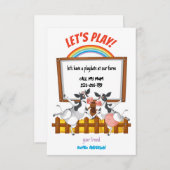 Moo-tastic Boerderij Playdate Invitation Kaart (Voorkant / Achterkant)