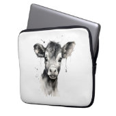 🔌💻 "Moo-Tech" Koe Print Electronics Bag 💻 Laptop Sleeve (Voorkant Links)