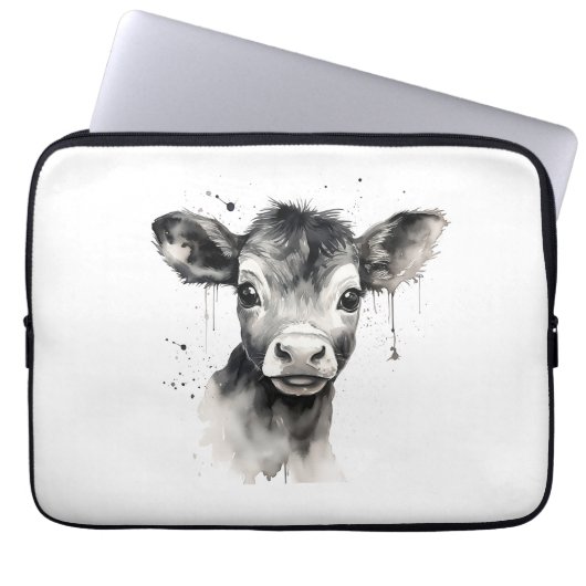 🔌💻 "Moo-Tech" Koe Print Electronics Bag 💻 Laptop Sleeve (Voorkant)