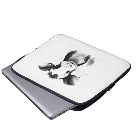 🔌💻 "Moo-Tech" Koe Print Electronics Bag 💻 Laptop Sleeve (Voorkant onderkant)