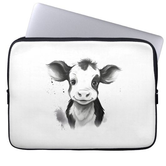 🔌💻 "Moo-Tech" Koe Print Electronics Bag 💻 Laptop Sleeve (Voorkant)