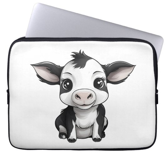 🔌💻 "Moo-Tech" Koe Print Electronics Bag 💻 Laptop Sleeve (Voorkant)