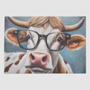 Moo-tiful Style: Koe in Pet en brillenglazen Decou Tissuepapier
