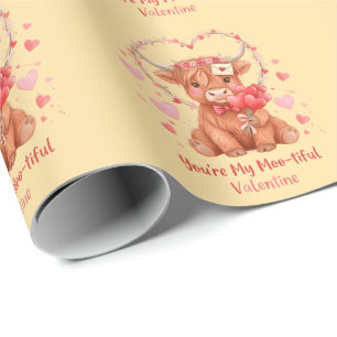 Moo-tiful Valentijnsdag Schattige Waterverf Hoogla Cadeaupapier