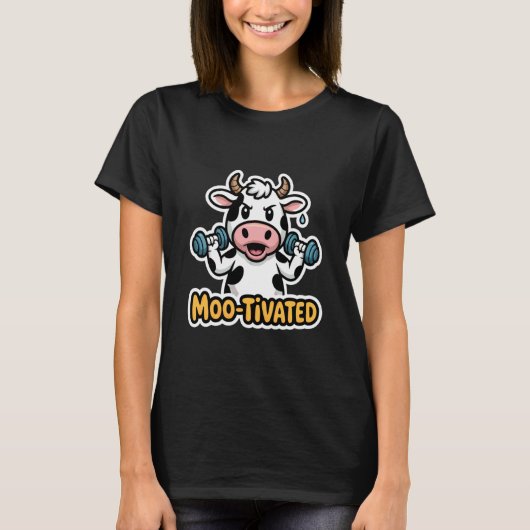 Moo-tivated Koe Fitness Grappig T-shirt (Voorkant)