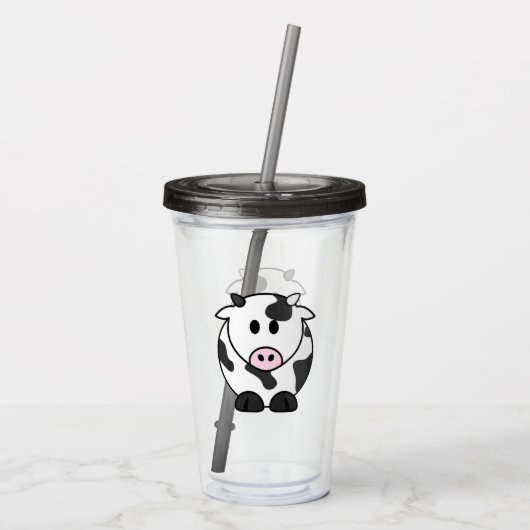 Moo Tumbler – Cute Cow Cold Cup Acryl Drinkbeker (Achterkant)