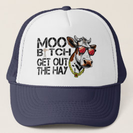 moo uit het hooi Grappige Koe met Brillen Zweet Trucker Pet