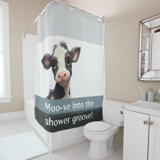 Moo-ve in de douchegroef Kalf Douchegordijn (In situ)