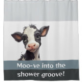 Moo-ve in de douchegroef Kalf Douchegordijn (Voorkant)