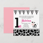 Moo-velous 1st Birthday Invitation Kaart (Voorkant / Achterkant)