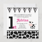 Moo-velous 1st Birthday Invitation Kaart (Voorkant)