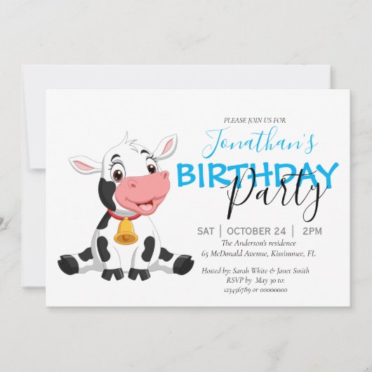 Moo-velous Birthday Celebration Invitation Aankondiging (Voorkant)