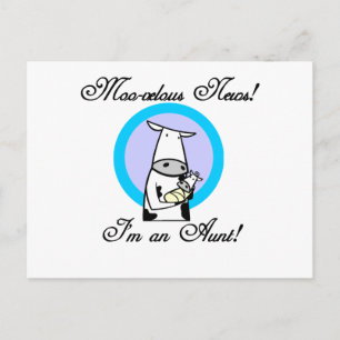 Moo-velous Nieuwe Tante Tshirts en Geschenken Briefkaart