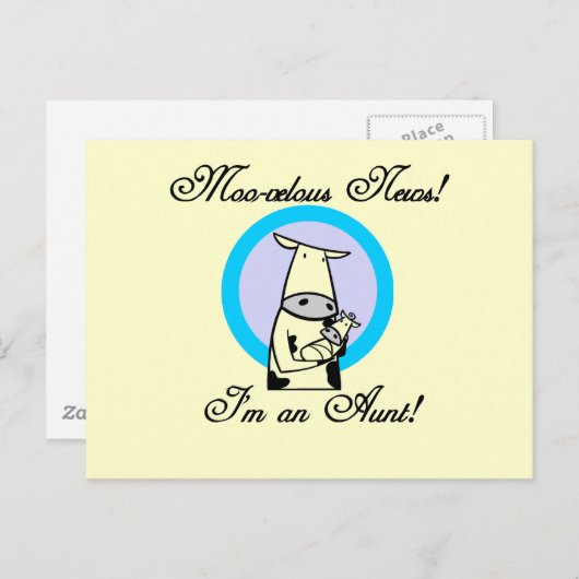 Moo-velous Nieuwe Tante Tshirts en Geschenken Briefkaart (Voorkant / Achterkant)