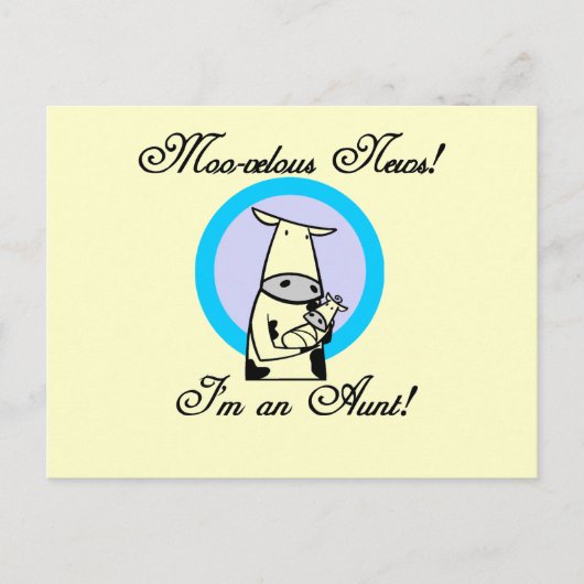 Moo-velous Nieuwe Tante Tshirts en Geschenken Briefkaart (Voorkant)