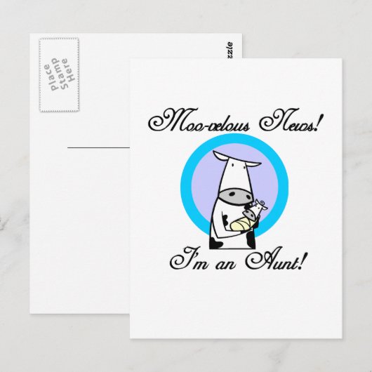 Moo-velous Nieuwe Tante Tshirts en Geschenken Briefkaart (Voorkant / Achterkant)