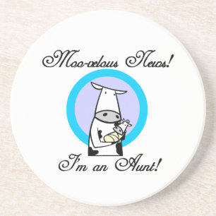Moo-velous Nieuws Ik ben een tante T-shirts en ges Zandsteen Onderzetter