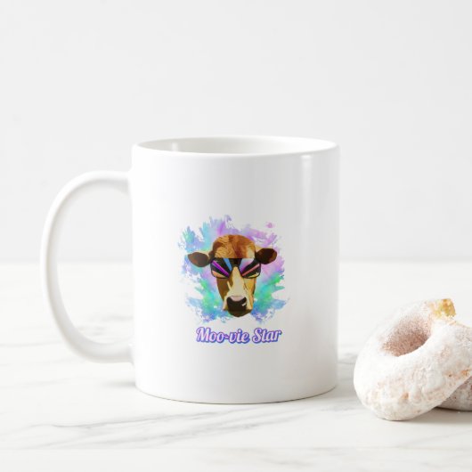 Moo-vie Star Koe Grappig Humorous Koffiemok (Met donut)