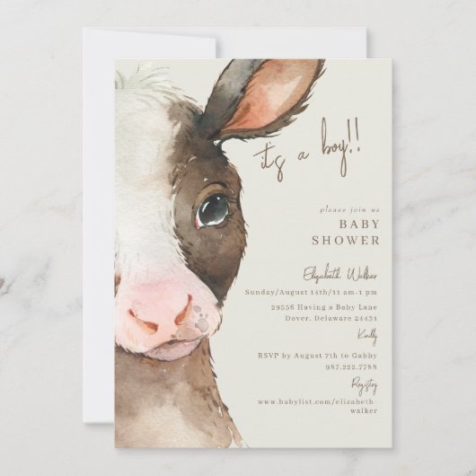 Moo-ving in Soon Koe Het is een Boy Baby shower Kaart (Voorkant)