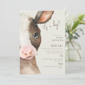 Moo-ving in Soon Koe Het is een Boy Baby shower Kaart (Staand voorkant)