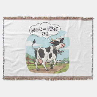 "Moo-ving On" Cow - Funny & Stylish Farm Humor! Deken
