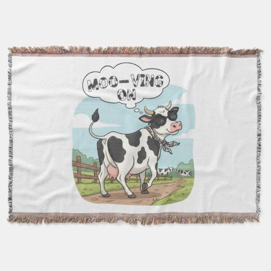 "Moo-ving On" Cow - Funny & Stylish Farm Humor! Deken (Voorkant)