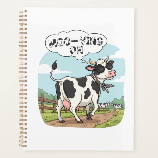 "Moo-ving On" Cow - Funny & Stylish Farm Humor! Planner (Voorkant)