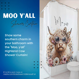 "Moo, y'all" Highland Koe douchegordijn