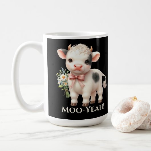 Moo-Yeah Grappige Baby Koe  Koffiemok (Met donut)