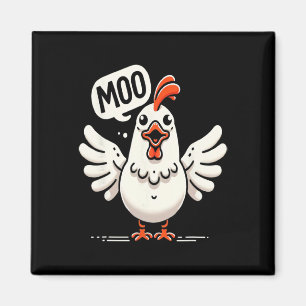 Moo zegt de kip - komische koe-kip fusie magneet