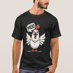 Moo zegt de kip - Komische koe-kip fusie T-shirt