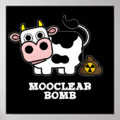 Mooclear Bomb Funny Koe Pun Dark BG Poster (Voorkant)