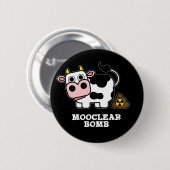 Mooclear Bomb Funny Koe Pun Dark BG Ronde Button 5,7 Cm (Voorkant /achterkant)