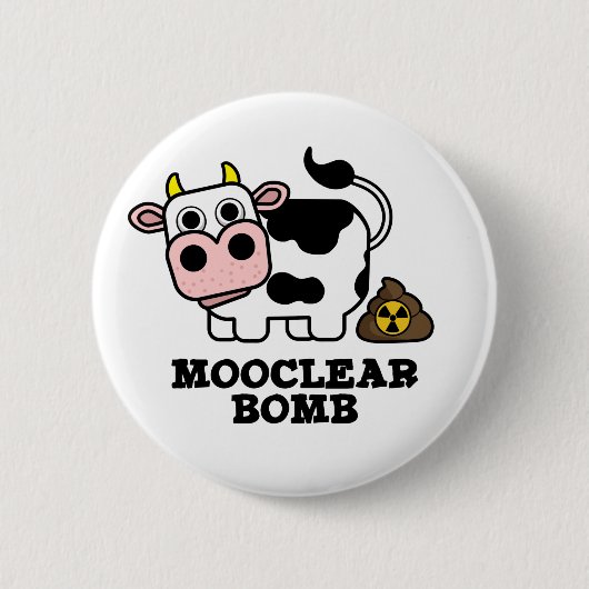 Mooclear Bomb Funny Koe Pun Ronde Button 5,7 Cm (Voorkant)