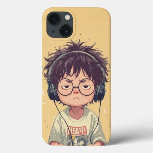 Mood: Bored Boy with Headphones Case (Achterkant)