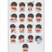 Mood Buddy – Mopshartige Chibi Uitdrukking Sticker (Voorkant)