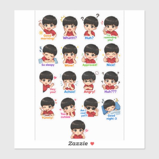Mood Buddy – Mopshartige Chibi Uitdrukking Sticker (Vel)
