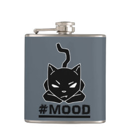 #MOOD Cat Black Logo Illustratie Heupfles
