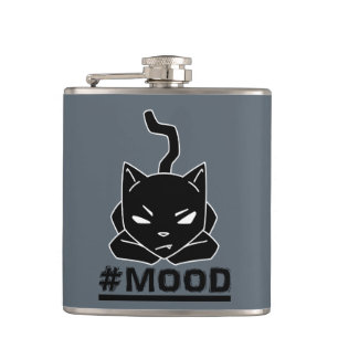 #MOOD Cat Black Logo Illustratie Heupfles