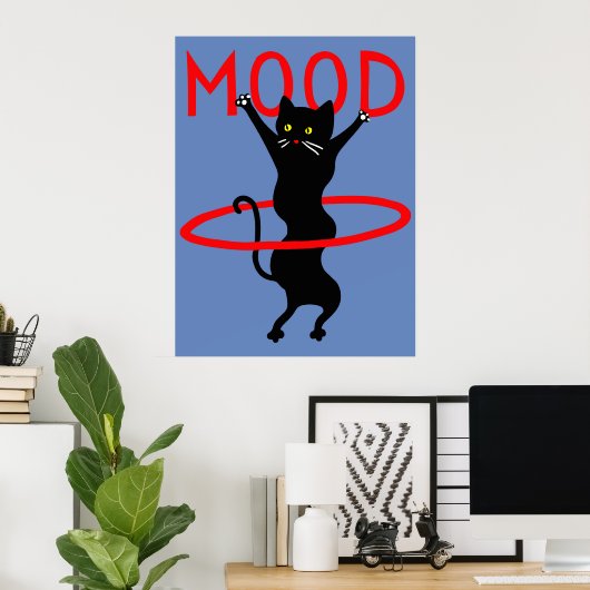 Mood cat | Funny & decorative Poster (Thuiskantoor)