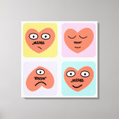 Mood Hearts - Vier verschillende gezichten Canvas Afdruk (Voorkant)