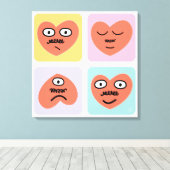 Mood Hearts - Vier verschillende gezichten Canvas Afdruk (Insitu (Houten vloer))