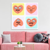 Mood Hearts - Vier verschillende gezichten Canvas Afdruk (Insitu (Woonkamer))