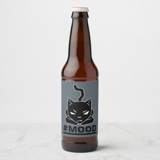 #MOOD Kat | Zwart Kat Logo Illustratie Bier Etiket (Voorkant)