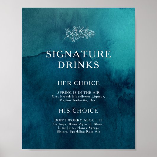 Mood Ocean Waterverf Signature Dranken Bord Poster (Voorkant)