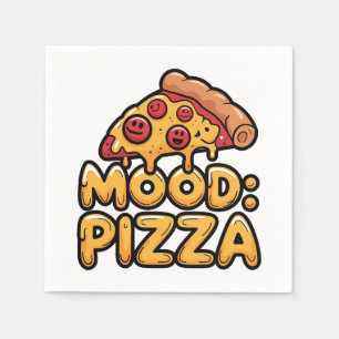 Mood: Pizza - Leuke Cartoon Slice met Happy Toppin Servet