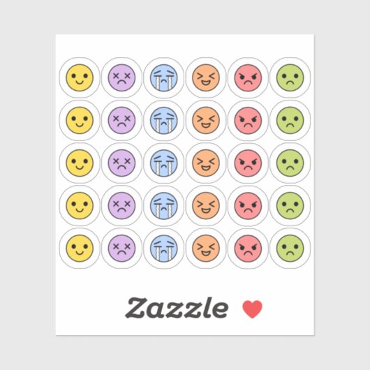 Mood Tracker Schattigee Emoties Emoji Head Bujo Pl Sticker (Vel)